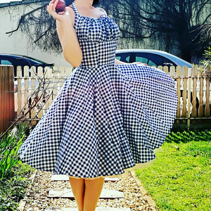 Pinup Rockabilly ruha kék fehér kockás, Ruha & Divat, Női ruha, Ruha, Varrás, MESKA