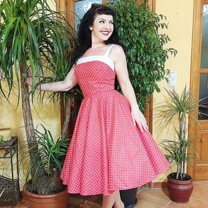 Pinup Rockabilly ruha piros pöttyös  - ruha & divat - női ruha - ruha - Meska.hu