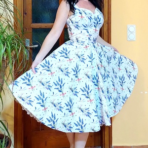 Rockabilly, pinup ruha levendula mintás , Ruha & Divat, Női ruha, Ruha, Varrás, MESKA