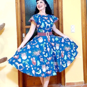 Pinup Rockabilly ruha, karácsonyi mintás , Ruha & Divat, Női ruha, Ruha, Varrás, MESKA