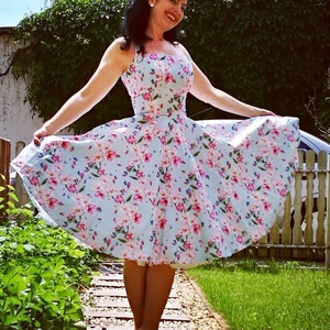 Pinup Rockabilly ruha, sakura, cseresznye virág mintás LIMITÁLT , Ruha & Divat, Női ruha, Ruha, Varrás, MESKA