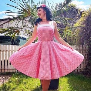 Pinup Rockabilly ruha pink rózsaszín pöttyös  - Meska.hu