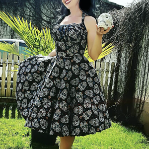 Pinup Rockabilly ruha, LIMITÁLT Halloween mexikoi koponya, Ruha & Divat, Női ruha, Ruha, Varrás, MESKA