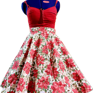 Pinup Rockabilly szoknya Mikulasvirag Vintage retro karácsonyi mintás  - Meska.hu