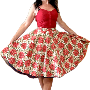 Pinup Rockabilly szoknya Mikulasvirag Vintage retro karácsonyi mintás  - Meska.hu