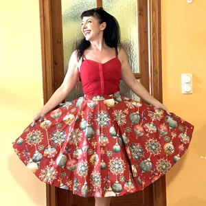 Pinup Rockabilly szoknya Vintage retro karácsonyi mintás  - ruha & divat - női ruha - szoknya - Meska.hu