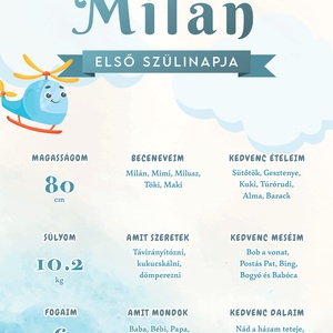 Első születésnapom - Fiús baba poszter - Milán - művészet - grafika & illusztráció - digitális - Meska.hu