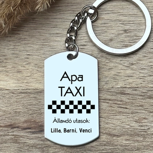 Apa taxi  vicces, gravírozott kulcstartó - Meska.hu