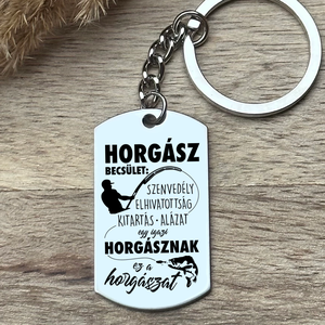 Horgász becsület  horgászos kulcstartó férfiaknak, Táska & Tok, Kulcstartó & Táskadísz, Kulcstartó, Gravírozás, pirográfia, MESKA