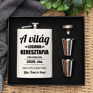 Keresztapás flaska a világ legjobb keresztapjának, Otthon & Lakás, Konyhafelszerelés, tálalás, Flaska, csatos üveg, Gravírozás, pirográfia, MESKA