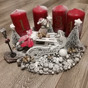 A csillaghozó macis adventi asztali dísz, Karácsony, Adventi díszek, Adventi asztaldísz, Mindenmás, Gyertya-, mécseskészítés, MESKA