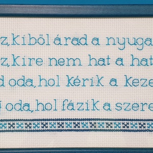 Gárdonyi idézet, türkiz színű hímzett képen, palóc sormintával - otthon & lakás - dekoráció - fali és függő dekoráció - falra akasztható dekor - Meska.hu