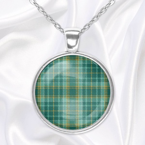 Zöld skót kockás (tartan) üveglencsés medál  - ékszer - nyaklánc - medálos nyaklánc - Meska.hu