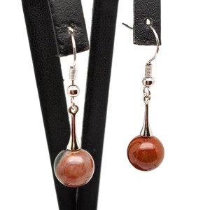 Fülbevaló golyó sardonyx kis pálca lógós 10-11mm, Ékszer, Fülbevaló, Lógó fülbevaló, , MESKA