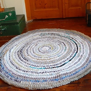 Rag rug, horgolt rongyszőnyeg, újrahasznosított anyagokból - otthon & lakás - lakástextil - szőnyeg - horgolt szőnyeg - Meska.hu