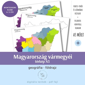 Magyarország vármegyéi térkép - A3 plakát, Művészet, Grafika & Illusztráció, Digitális, Fotó, grafika, rajz, illusztráció, MESKA