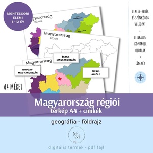 Magyarország régiói térkép többféle - A4 plakátok+ térkép zászlók/címkék a vármegyék neveivel vagy A3 plakátok - játék & sport - készségfejlesztő és logikai játék - oktató játékok - Meska.hu