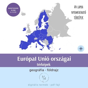 Az Európai Unió tagállamai - A4 térképek, Játék & Sport, Készségfejlesztő és Logikai játék, Oktató játékok, Fotó, grafika, rajz, illusztráció, MESKA