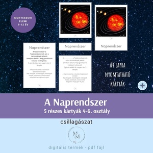 Naprendszer - Montessori 5 részes kártyák 4. osztálytól, Játék & Sport, Készségfejlesztő és Logikai játék, Oktató játékok, Fotó, grafika, rajz, illusztráció, MESKA