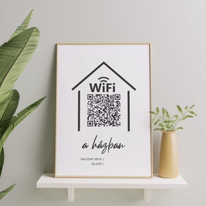 WiFi qr kód kép, csatlakozási qr kód dekoratív formában - nyomtatható PDF - digitális termék - Meska.hu