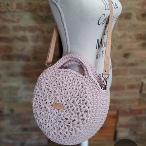 Horgolt női körtáska PASTEL PINK színben - jázmin mintával - Crossbody - táska & tok - kézitáska & válltáska - vállon átvethető táska - Meska.hu