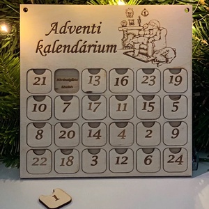 Adventi kalendárium/ Kedvesség kalendárium, Karácsony, Karácsonyi lakásdekoráció, Karácsonyi lakásdíszek, Gravírozás, pirográfia, MESKA