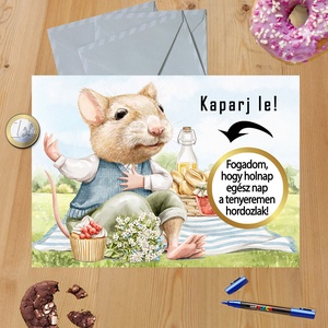 Kaparós sorsjegy egyedi felirat Születésnapi torta - otthon & életmód - papír írószer - képeslap & levélpapír - Meska.hu