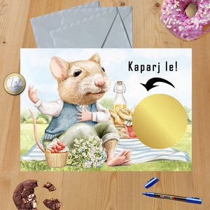 Kaparós sorsjegy egyedi felirat Születésnapi torta, Otthon & Lakás, Papír írószer, Képeslap & Levélpapír, Fotó, grafika, rajz, illusztráció, MESKA