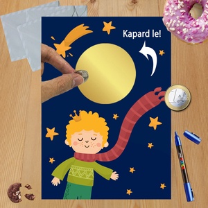 Kaparós sorsjegy egyedi felirat Kis herceg, Otthon & Lakás, Papír írószer, Képeslap & Levélpapír, Fotó, grafika, rajz, illusztráció, MESKA