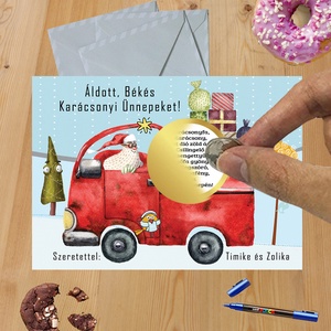 Karácsonyi kaparós sorsjegy egyedi felirat vicces ajándék, Otthon & Életmód, Papír írószer, Képeslap & Levélpapír, Fotó, grafika, rajz, illusztráció, MESKA