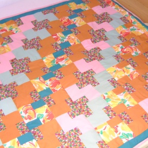 Vidám nyári színekben patchwork ágytakaró - LEÁRAZTAM!!, Otthon & Életmód, Lakástextil, Felnőtt takaró, pléd, Patchwork, foltvarrás, MESKA