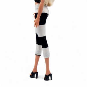 Fekete-fehér csíkos barbie capri nadrág, harisnya, leggings  - ruha barbie típusú babákhoz - játék & sport - baba & babaház - barbie ruhák - Meska.hu