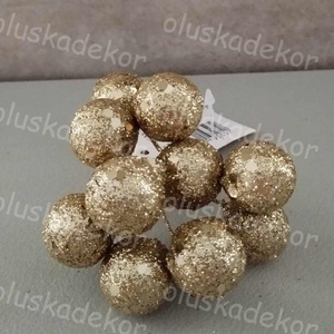 Glitteres bogyós, golyós pick, arany, Kellékek & szerszámok, Dekorációs kellékek, Egyéb kellékek, Virágkötés, Mindenmás, MESKA