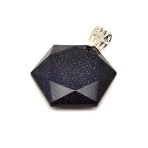 Hexagon medál Goldstone kék 3cm, Ékszer, Nyaklánc, Medál, , MESKA