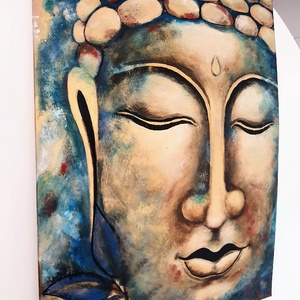 Gyógyító kék Buddha akrilfestmény 70 x 50 cm - művészet - festmény - akril - Meska.hu