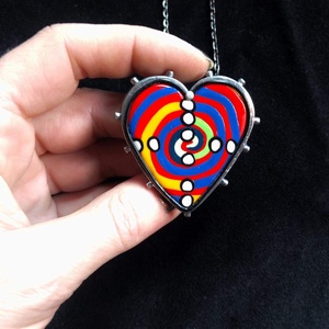 Hundertwasser stílusú Heart nyaklánc - ékszer - nyaklánc - medálos nyaklánc - Meska.hu