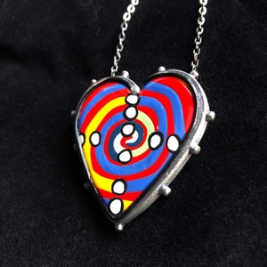 Hundertwasser stílusú Heart nyaklánc - ékszer - nyaklánc - medálos nyaklánc - Meska.hu