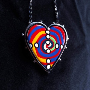 Hundertwasser stílusú Heart nyaklánc - ékszer - nyaklánc - medálos nyaklánc - Meska.hu