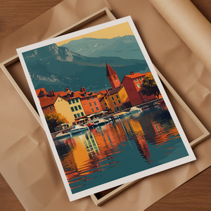 Utazás Annecy-ba: Varázslatos Travel Poster Falikép  - otthon & lakás - dekoráció - kép & falikép - poszter - Meska.hu