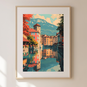 Utazás Annecy-ba: Varázslatos Travel Poster Falikép , Otthon & Életmód, Dekoráció, Kép & Falikép, Poszter, Fotó, grafika, rajz, illusztráció, MESKA