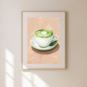  Food Poster falikép  Matcha latte, Művészet, Grafika & Illusztráció, Művészi nyomat, Fotó, grafika, rajz, illusztráció, MESKA