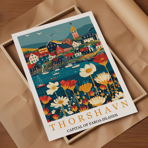 Thorshavn Inspirálta Travel Poster  Egyedi és Hangulatos Dekoráció - művészet - grafika & illusztráció - művészi nyomat - Meska.hu