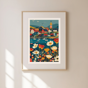 Thorshavn Inspirálta Travel Poster  Egyedi és Hangulatos Dekoráció - művészet - grafika & illusztráció - művészi nyomat - Meska.hu