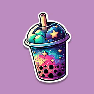 Galaxis bubble tea matrica - Kozmikus és ínycsiklandó dekoráció minden felületre - otthon & életmód - papír írószer - matrica, matrica csomag - Meska.hu