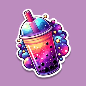 Galaxis bubble tea matrica - Kozmikus és ínycsiklandó dekoráció minden felületre - otthon & lakás - papír írószer - matrica, matrica csomag - Meska.hu