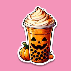 Halloween-i Sütőtök Bubble tea Matrica - Fényes és Ünnepi Dekoráció - otthon & életmód - papír írószer - matrica, matrica csomag - Meska.hu