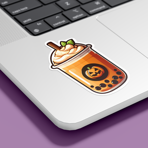 Halloween-i Sütőtök Bubble tea Matrica - Fényes és Ünnepi Dekoráció, Otthon & Lakás, Papír írószer, Matrica, matrica csomag, Fotó, grafika, rajz, illusztráció, MESKA