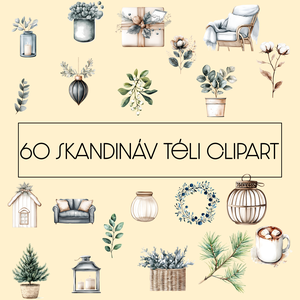 Téli Skandináv Ihletésű Akvarell Clipart PNG Csomag  60 Fájl, Művészet, Grafika & Illusztráció, Digitális, Fotó, grafika, rajz, illusztráció, MESKA