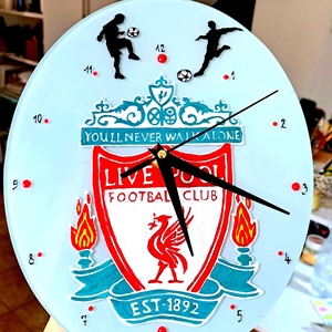 Liverpool logo mintás fali óra-festett üveg óra, Otthon & Lakás, Dekoráció, Fali és függő dekoráció, Falióra & óra, Festészet, Üvegművészet, MESKA