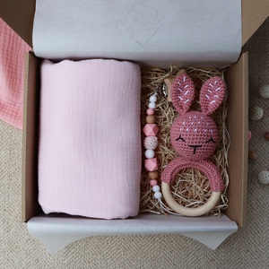 Light Pink Bunny Box - Baba ajándékdoboz / Babaváró ajándék / Babalátogató ajándék - Meska.hu